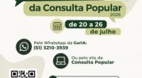 População pode escolher uma proposta por região até domingo (26), pelo Portal da Consulta Popular ou WhatsApp da GurIA Começou nesta segunda-feira (20/7) a votação da Consulta Popular 2026. Até [&hellip;]