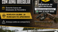 Revólver calibre 38 municiado foi apreendido na residência de investigado por ameaça contra ex-companheira A prisão ocorreu durante o cumprimento de mandado de busca e apreensão expedido pela 2ª Vara [&hellip;]